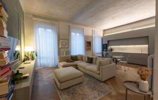 Salotto con cucina Modulnova e zona giorno - progetto Arredamento Idea